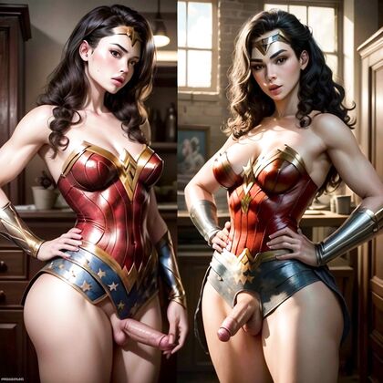 Wonder Woman Shows Off Her Large Breasts with Hands on Hips in Hot Hentai Picture