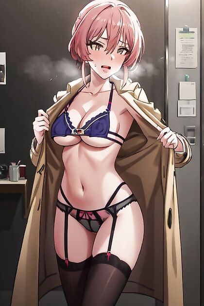 Bust Shot Exhibitionism with Seductive Cleavage in Hentai AI Porn