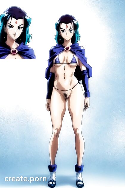 Raven from Teen 18+ Titans Enjoying  Full-Body Hentai Pleasure Alone