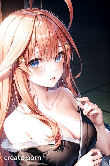 Ginger Beauty in Off-Shoulder Outfit Takes on Steamy Hentai Picture