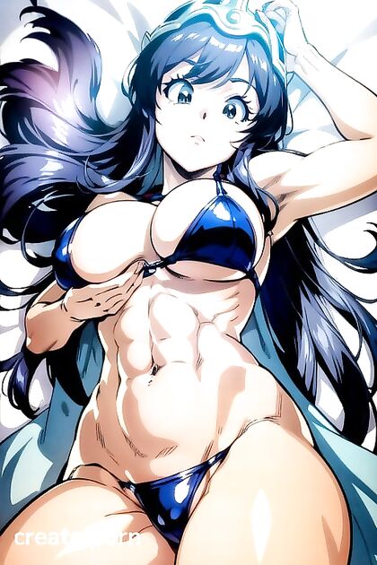 Muscular Guy Grabbing Big Boobs in Busty Hentai Picture