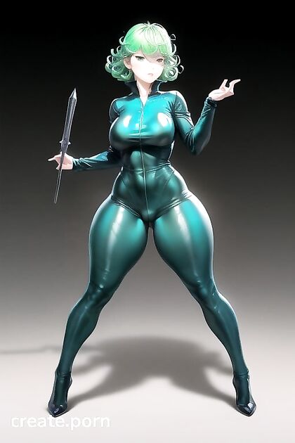 Tatsumaki from One Punch Man Stretches in Yoga with Latex Suit for Erotic hentai Fun