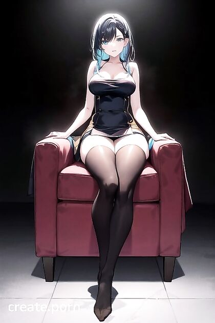 Thigh-High Socks and Exposed Legs in Seductive Sitting Position Hentai'Picture