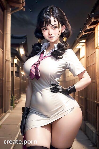 Videl from Dragon Ball Z Seduces in Large Breasts and Thigh-High Socks Hentai Picture