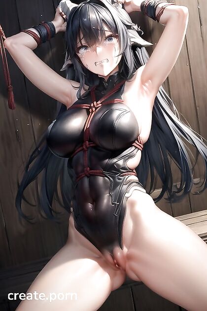 Garuda from Warframe Spread Wide inFearful Arms-Up Hentai Picture