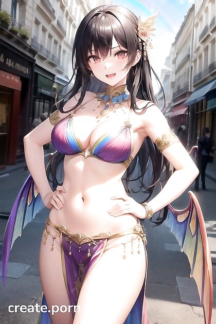 Cute Belly Dancer Poses Hands-On-Hips for Seductive Hentai Pleasure