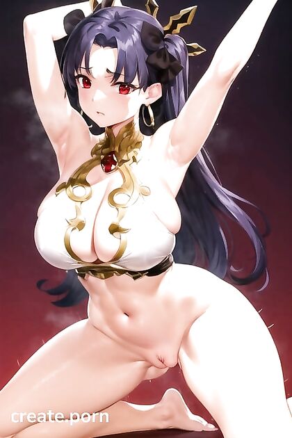 Ishtar from Fate/Grand Order Teased with Red Eyes and Massive Breasts Hentai Pleasure