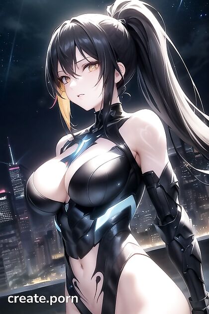 Fit Girl 18+ with Black Ponytail Enjoys  Hentai Pleasure