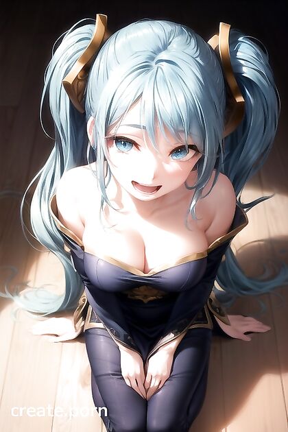 Kneeling Submissive Touches Her Face in  Hentai Pleasure