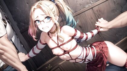 Skinny Girl 18+ with Glasses Choked and Pleasured in Hentai AIPorn
