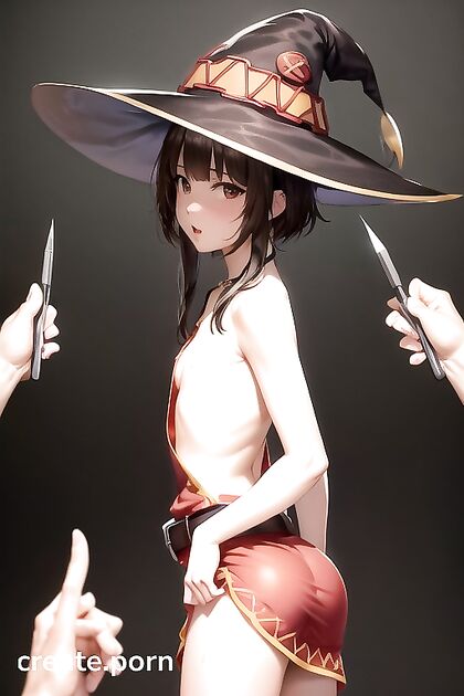 Skinny Girl 18+ Bound with Arms Behind Her in Crowded Hentai Image
