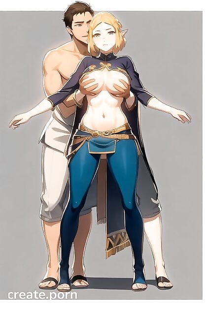 Topless Hentai Beauty Grabbed from Behind for  Frontal Picture