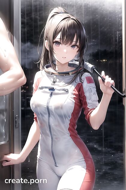 Fit Sci-Fi Babe Gets Drenched in the Rain for Horny Hentai Fun
