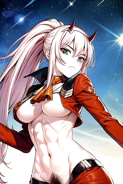 Ponytailed Beauty With Natural Breasts Stares Seductively at You in Hentai Picture