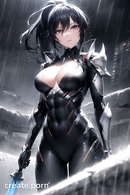 Fit Girl 18+ in Robot Armor with Bouncy Ponytail Takes On hentai Adventures