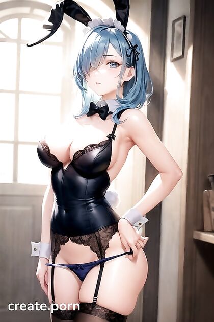 Rem from Re –Zero Seductively Pulls Down Her Bunny Costume Panties