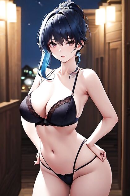 Blue-Haired Beauty Shows Off Her massive Ass in Hands-On Hentai Picture