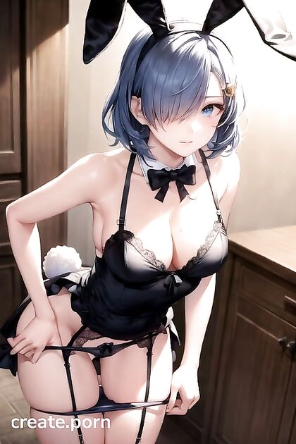 Rem from Re –Zero in Bunny Costume Gets Her Panties Pulled Down for Hot Hentai Picture