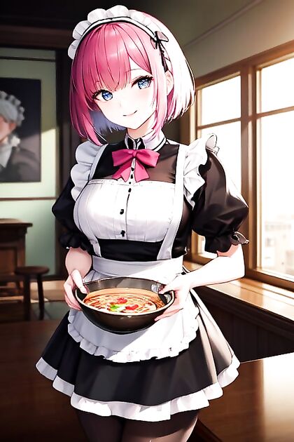 French Maid in Short Skirt Sends Hearts in Sexy Hentai Picture