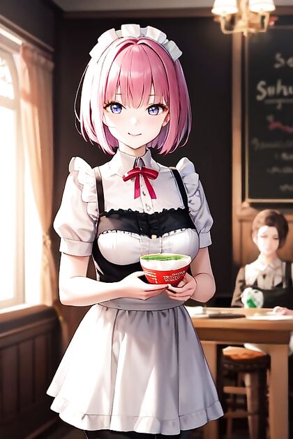 Pink-Haired Maid withBob Cut Serves Up Steamy Waist-Shot Hentai Pleasure