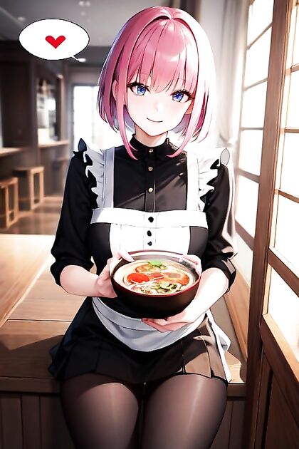 French Maid with Pink Bob Teases You in Heartspeech Hentai Picture