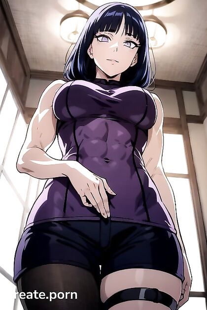 Hinata Hyuuga Gets Naked and Flexes Her Muscles in Steamy Hentai Picture