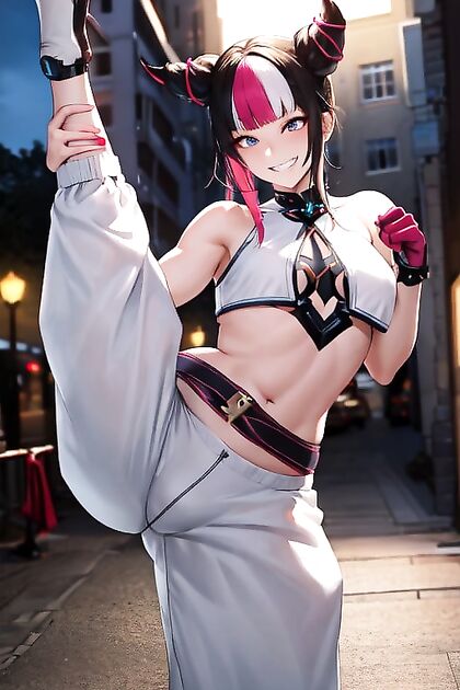 Fighting Stance on the Streets – Dynamic Poses in Steaming Hentai Picture