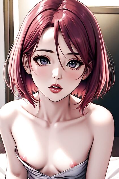 Skinny Girl 18+ with Hair Ribbon Pleasures Herself inSTEAMY Hentai Images