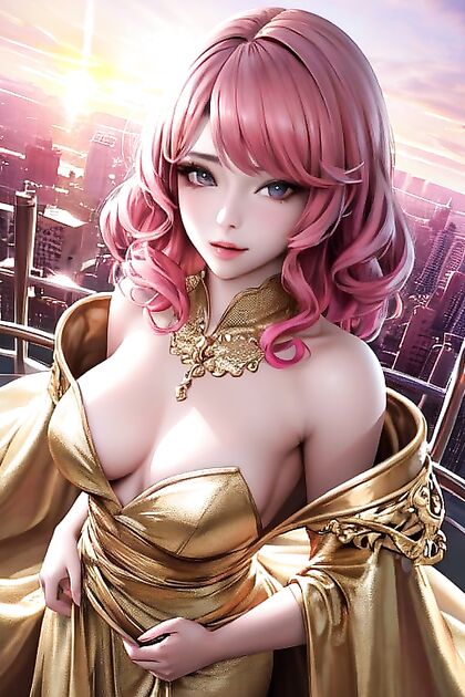 Pink-Haired Beauty Enjoying Curvy Fun in Top-Down Hentai Picture