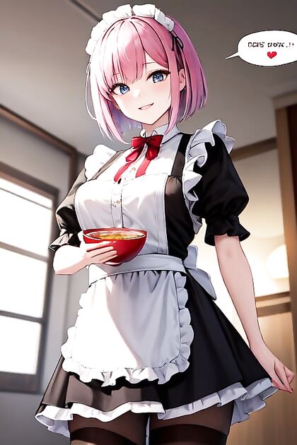 Pink-Haired Maid in Cute Cafe Serves Up Steamy Hentai Fun with Love Hearts