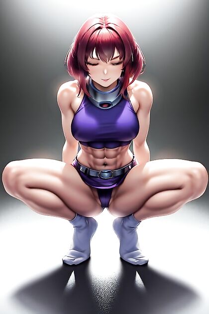 Brightly Lit Thigh Exposure – Intimate Squatting Images in Hentai AI Porn