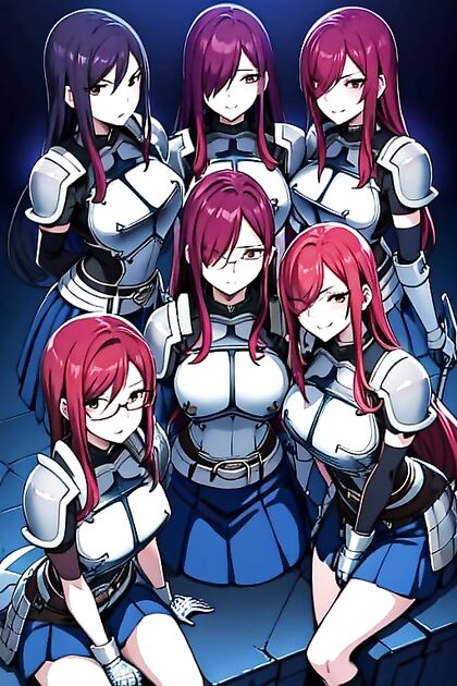 Erza from Fairy Tail Winks Seductively in Minimalist Hentai Images