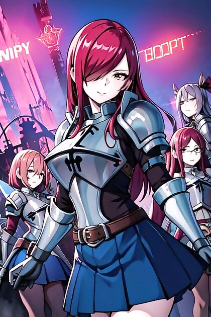 Erza from Fairy Tail Gets Wild with Thick Lines and Minimalist Background Hentai