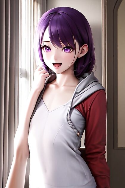 Skinny Girl 18+ with Purple Eyes Enjoying  Hentai Pleasure