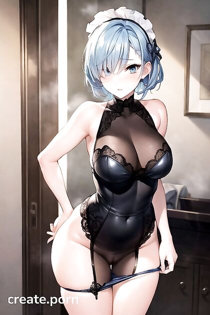 Rem from Re –Zero Gets Her Blue Panties Pulled Down for Steamy Hentai Picture