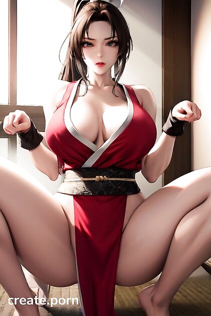 Mai Shiranui from The King of Fighters Posing Seductively in Pet Play Hentai