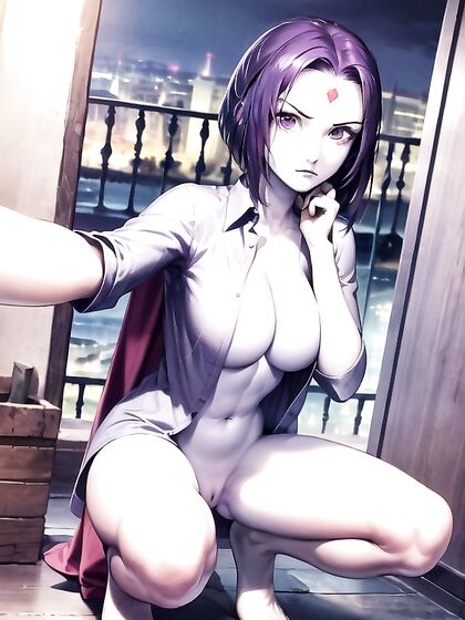 Purple-Eyed Beauty in Elbow Bra Goes Wild in hentai Picture