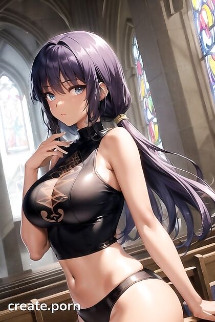 Large-Busted Beauty with Purple Hair in Mind-Blowing Hentai Picture