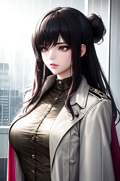 Teen 18+ with Elegant Hair Bun Enjoying  Solo Hentai Pleasure
