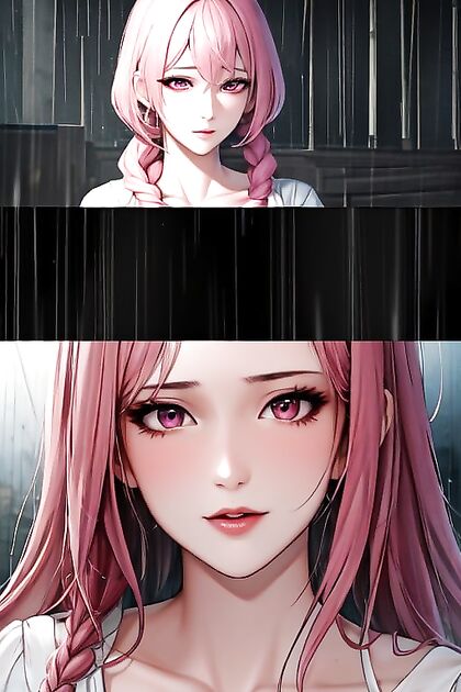 Rainy Day Seduction with Pink-Eyed Beauty in Steaming Hentai Picture