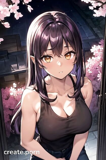 GOLD EYES AND LARGE BREASTS IN THICK LINE HENTAI Picture