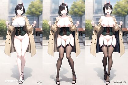 Skirt Flipped, Mouth Wide Open – Steamy Stocking-clad Hentai Picture