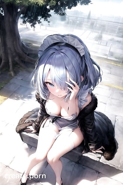 Blushing Girl 18+ with Hair Over Her Eyes in Absurdly Hot Hentai Picture