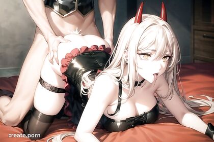 Power from Chainsaw Man Wears Corset for Mouth-Agape Hentai Pleasure