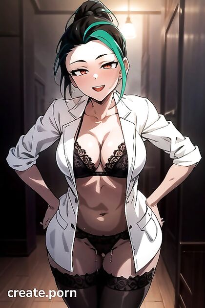 Hentai Goddess Shows Off Stockings and Curves with Hands on Hips