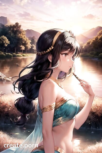 Belly Dancer Wears Diadem for Seductive Sunset Hentai Images