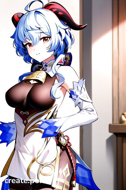 Ganyu Stands Naked in Erotic Hentai Picture