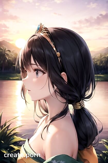 Jasmine Wears Seductive Kimono in Desert Oasis for Steamy Hentai Pleasure
