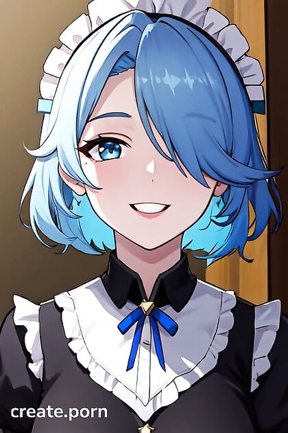 Light Blue Haired Babe Shows off Her Busty Perfection in Happy Hentai Picture