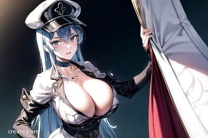 Esdeath from Akame ga Stands Dominant in Thick-Line Hentai Art